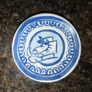 Delft Blond Amsterdam Blue & White Small Plate with Ice Skates Decor